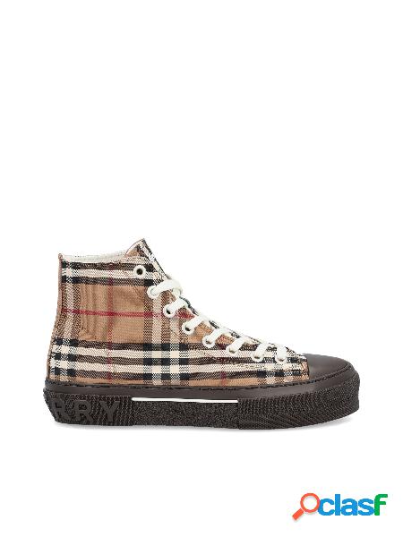 Sneaker Alte In Cotone Con Motivo Vintage Check