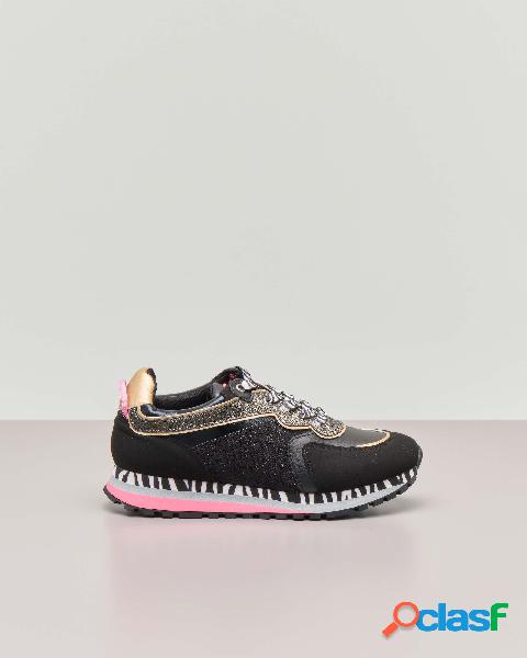 Sneakers nere con dettaglio oro rosa e zebrati 35-38