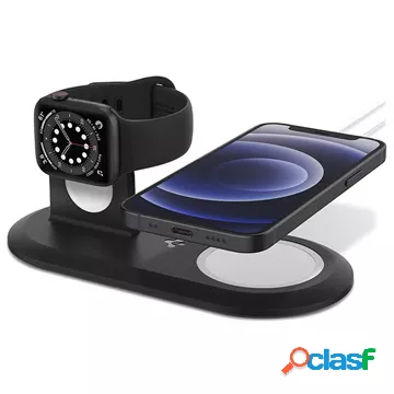 Spigen MagFit Duo Dock di Ricarica per Apple MagSafe, Apple