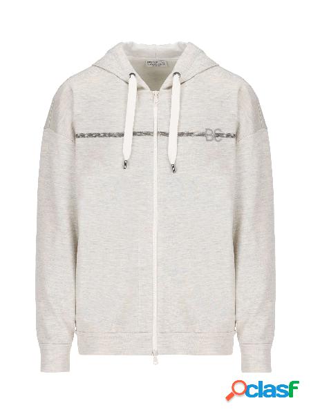 Topwear in interlock di cotone e seta con "Precious Stripe"