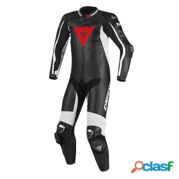 Tuta moto pelle Dainese Misano D-Air Nero Nero Bianco