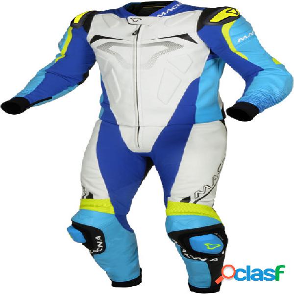 Tuta moto pelle estiva divisibile Macna Voltage Bianco Blu