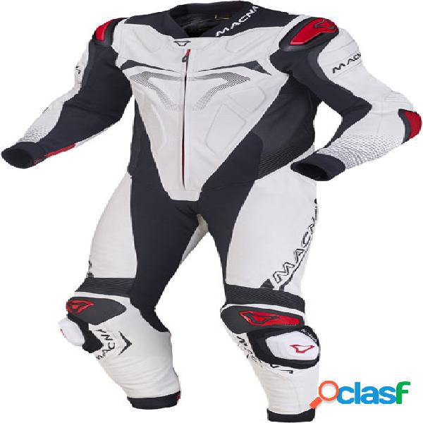 Tuta moto pelle estiva intera Macna Voltage Bianco Nero