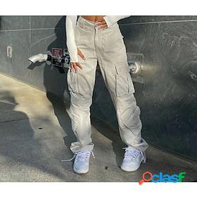 Womens Cargo Pants Pants Trousers Cotton Blend Black Light