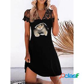 Womens Casual Dress Lace Dress T Shirt Dress Tee Dress Mini
