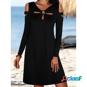 Womens Casual Dress Shift Dress Mini Dress Black White Grey