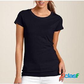 Womens Daily Sports T shirt Tee Short Sleeve Plain Round