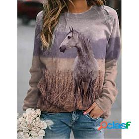 Women's Graphic Horse Hoodie Sweatshirt Daily Casual