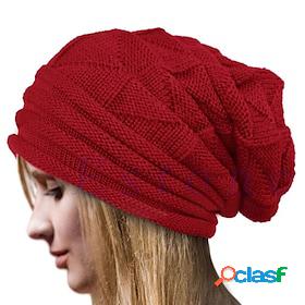 Womens Hat Beanie / Slouchy Black White Red Outdoor Street