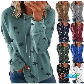 Womens Hoodie Print Stars Winter Regular