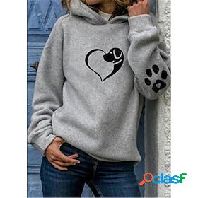 Womens Pullover Hoodie Sweatshirt Pullover Dog Heart Daily