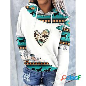 Womens Sweatshirt Basic Casual Figure four polygonal green