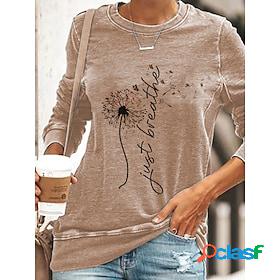 Womens T shirt Tee Print Text Dandelion Basic Round Neck