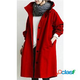 Womens Trench Coat Hoodie Jacket Basic Casual Street Daily
