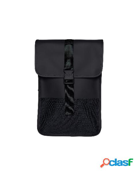 Zaino Buckle Backpack Mini nero con inserto in tessuto e