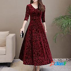 abito in velluto da donna verde rosso nero manica lunga