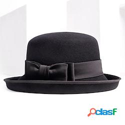 berretto 100% lana Cappello Fedora Formale Tè Elegante Con