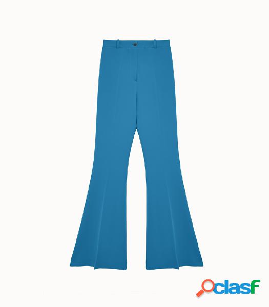 hebe studio pantalone bianca in tessuto colore azzurro