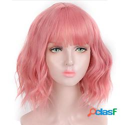 parrucche rosa per le donne parrucca sintetica onda profonda