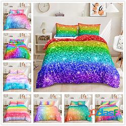 set copripiumino arcobaleno 3 pezzi set biancheria da letto
