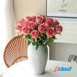 10 pezzi rosa imitazione fiore bouquet di fiori di seta