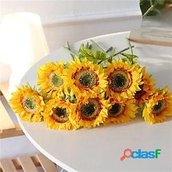 10 pz simulazione singolo girasole colore chiaro girasole