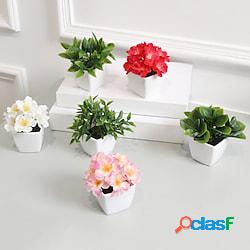 6pcs mini pianta piccola pianta di fiori artificiali in vaso