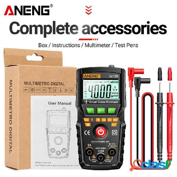 ANENG M109 Digital Multimetri 4000 conteggi AC/DC Voice