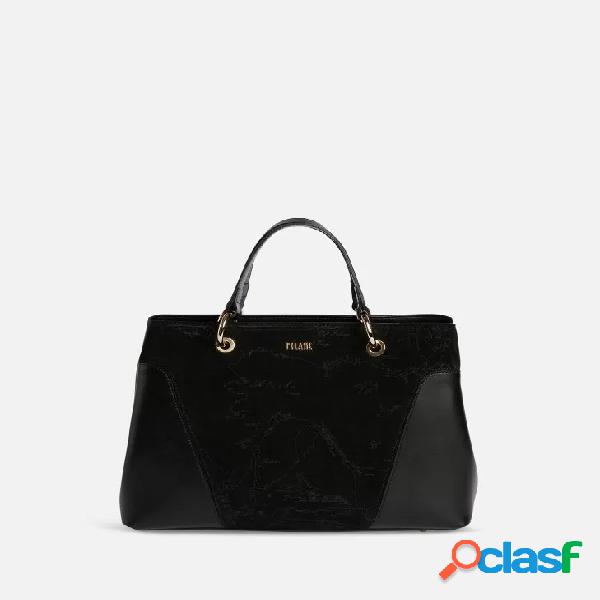 Alviero martini 1a classe suede map borsa a mano in pelle