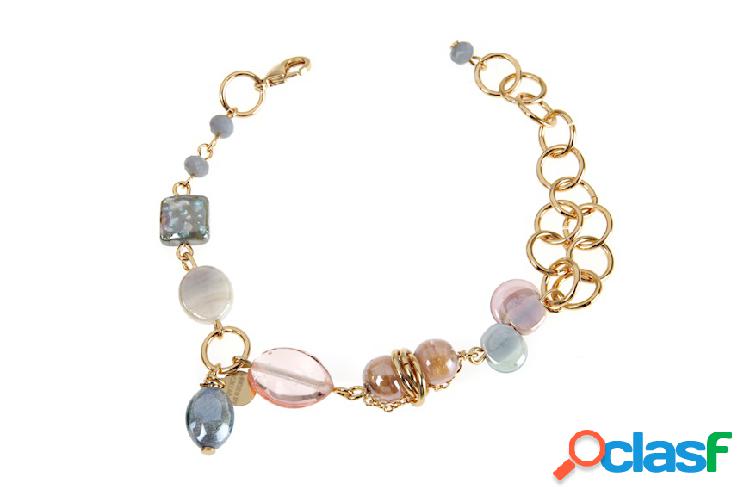 Antica Murrina Bracciale Grimani lilla grigio oro rosa