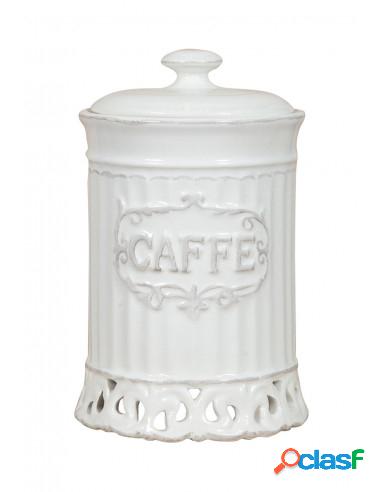 Barattolo CAFFE in porcellana bianca Shabby L10xPR10xH16,5
