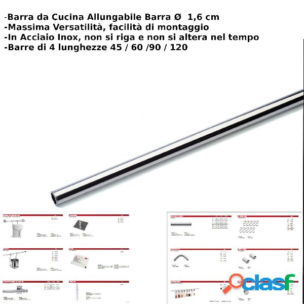 Barra da cucina portautensili lunghezza 120 cm diametro 1.60