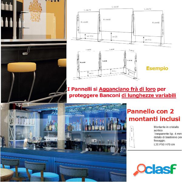 Barriera parafiato per spazi ristorante, bar in plexiglass