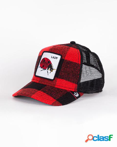 Berretto Plaidy Bug trucker in tessuto tartan check con