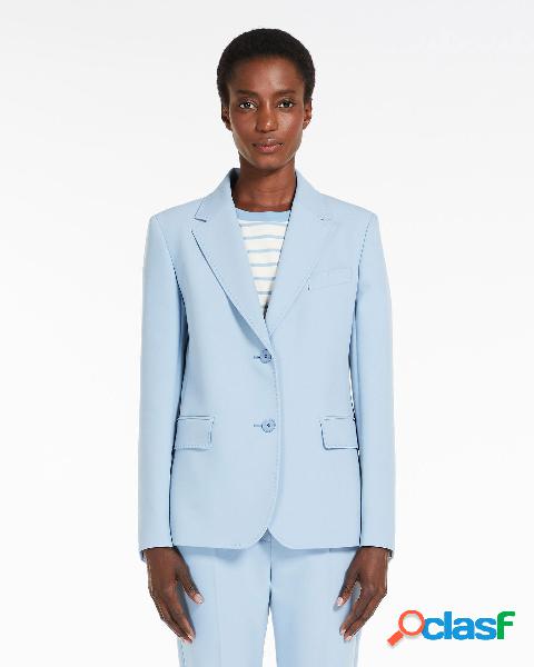 Blazer azzurro in tela di misto viscosa stretch con rever