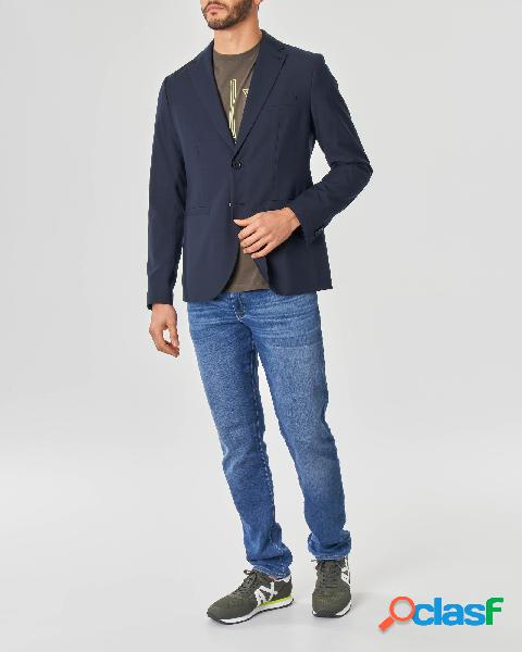 Blazer blu a due bottoni in viscosa