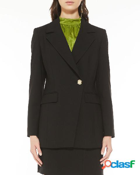 Blazer nero in cady stretch con rever classico linea