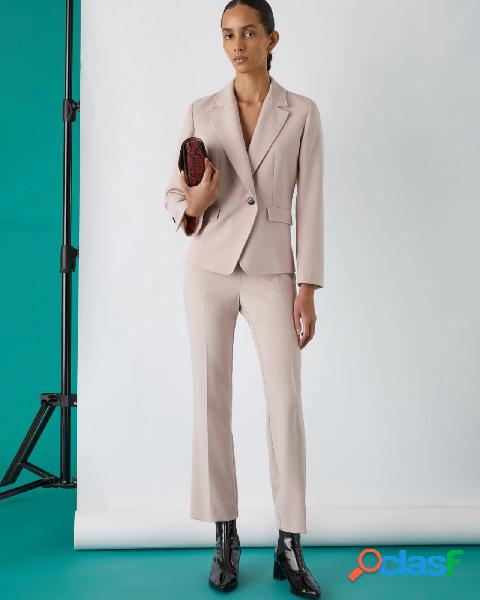 Blazer rosa a un bottone in tessuto di misto viscosa stretch