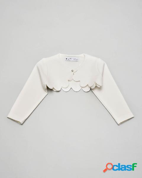 Bolero bianco con orlo a cappette in viscosa elasticizzata