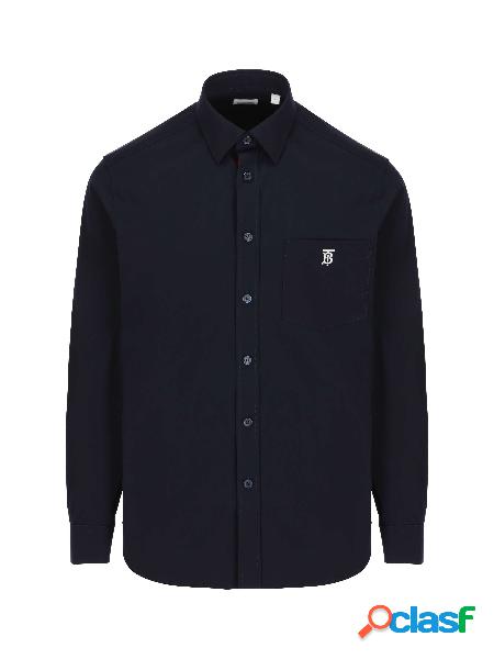 Camicia In Cotone Tecnico Con Motivo Monogramma