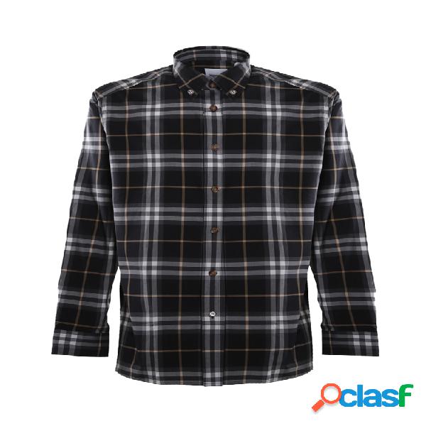 Camicia in cotone con motivo tartan all-over