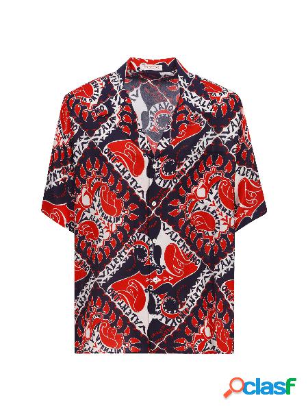 Camicia manica corta in Seta con stampa Archive Manifesto