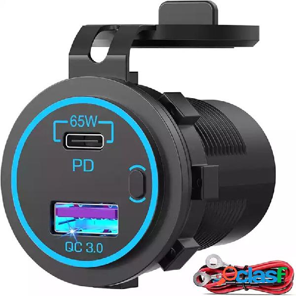 Caricabatteria da auto USB 12-24V 83W presa di corrente 65W