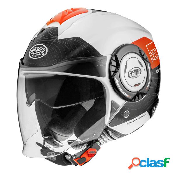 Casco jet Premier COOL EVO DS 2 Bianco Arancio Nero