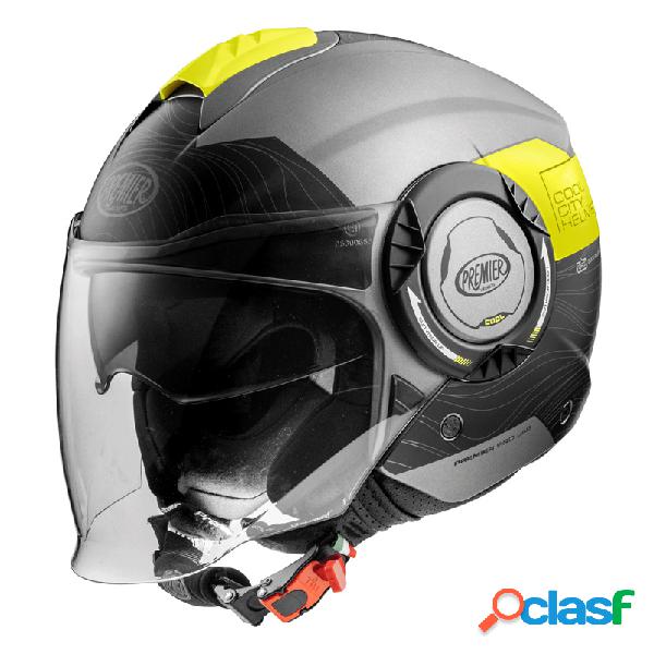 Casco jet Premier COOL EVO DSY 17 BM Grigio Nero Giallo Fluo
