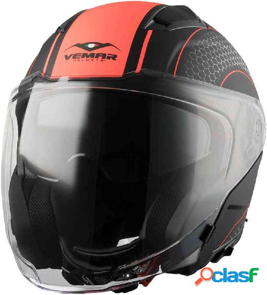 Casco jet Vemar FENG HIVE Arancio Opaco Fluo