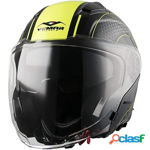 Casco jet Vemar FENG HIVE Giallo fluo