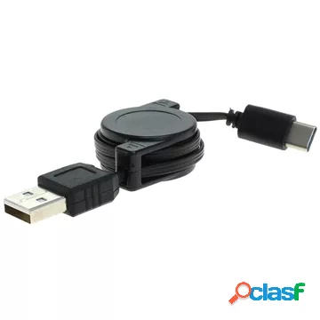 Cavo Dati Arrotolabile USB-A 2.0 / USB-C OTB - 70cm - Nero