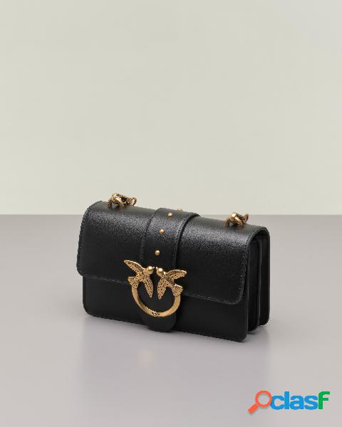 Classic Mini Love Bag Icon nera in pelle liscia con fibbia