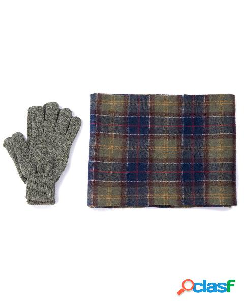 Cofanetto idea regalo composto da sciarpa tartan check blu e